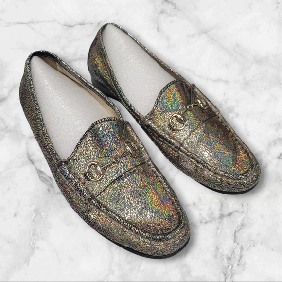 Gucci Shoes - Gucci 60th Anniversary 1953 Holographic Tan Leather Horsebit Loafers 36.5 6.5